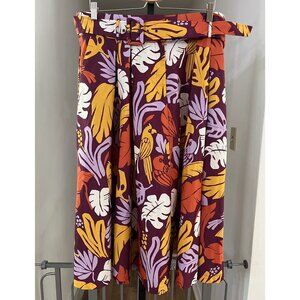 NWT Worthington  Maxi Skirt Palm Leaf Parrot Purple Orange Gold Long Skirt